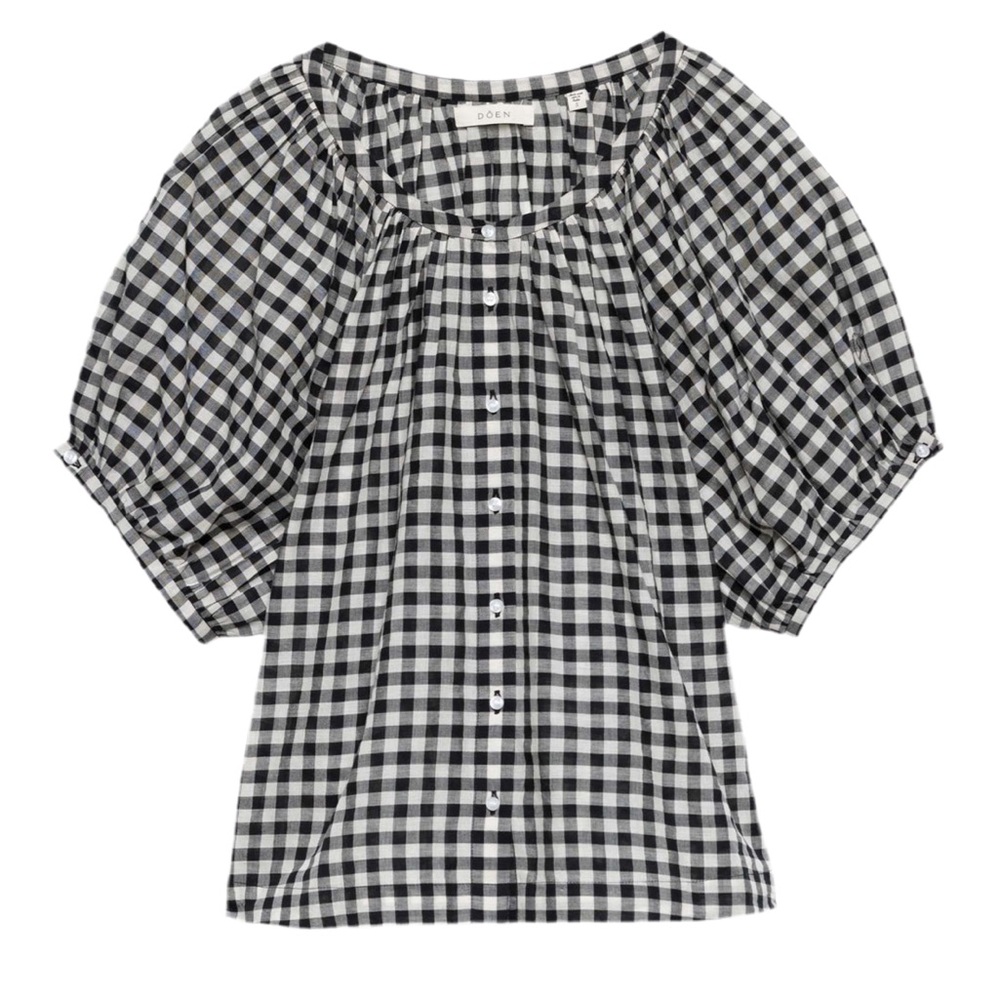 Doen Black and White Checkered Blouse
